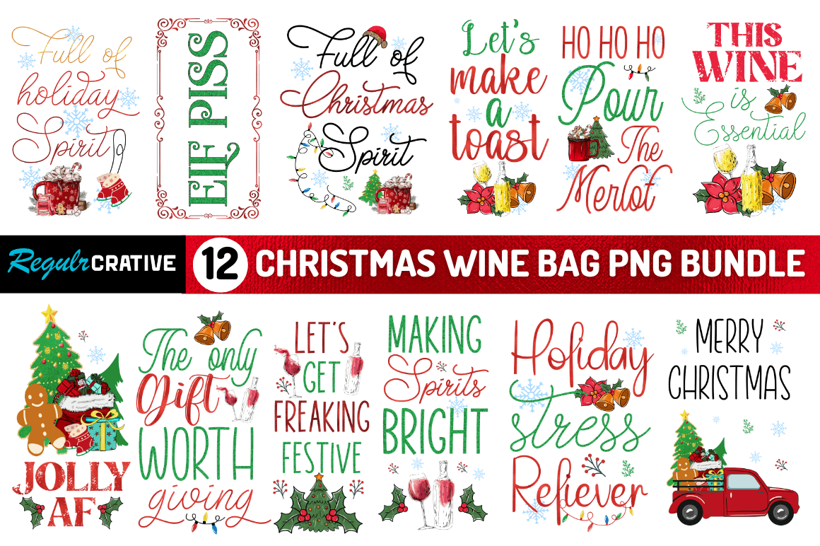 Christmas Wine Bag Sublimation Bundle