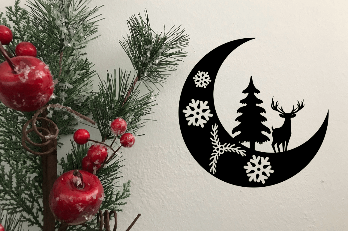 Laser Cut Christmas Moon SVG Bundle