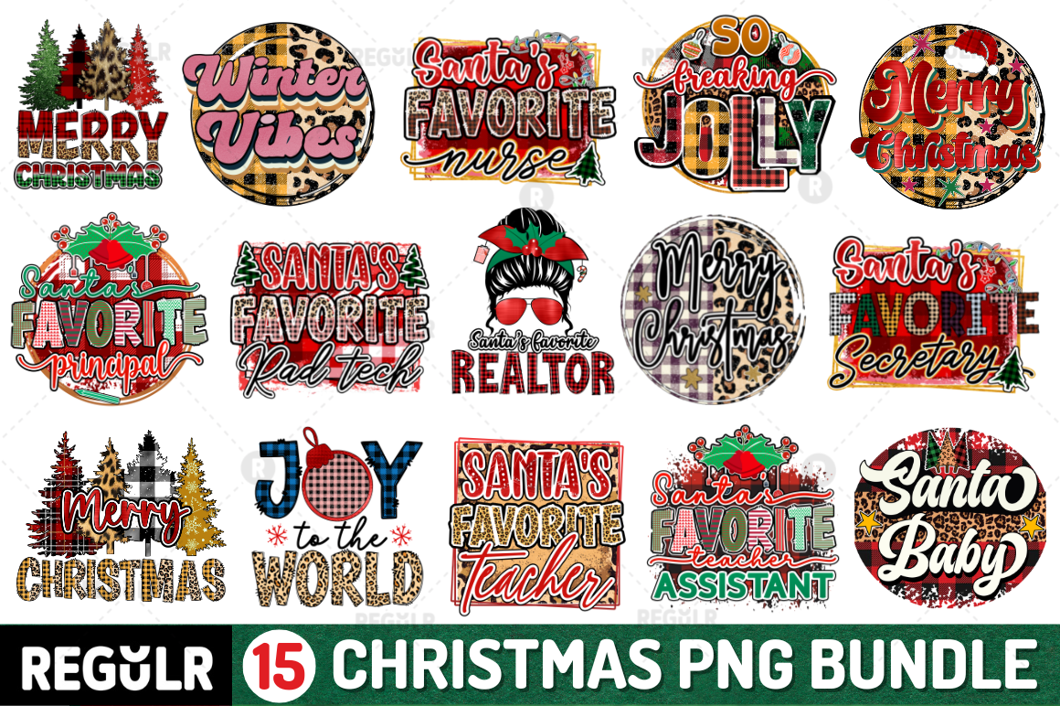 Christmas Sublimation Designs PNG Bundle