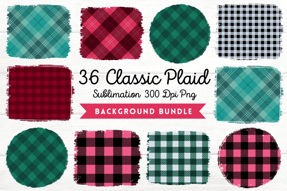 Classic Plaid Sublimation Background PNG Bundle