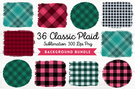 Classic Plaid Sublimation Background PNG Bundle