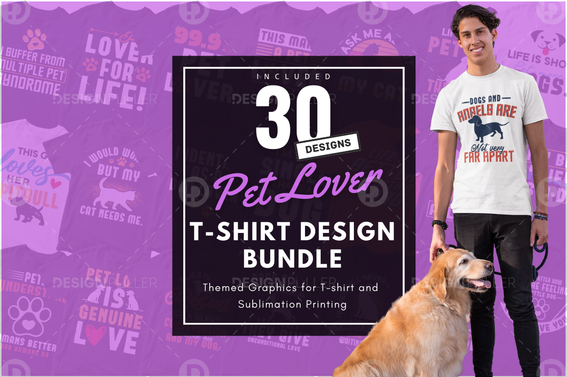 30 Editable Pet Lover T-Shirt Designs Bundle