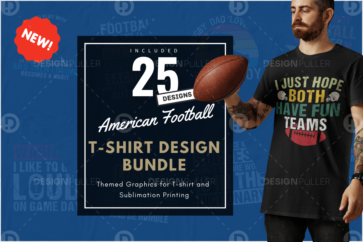 25 Editable American Football T-Shirt Designs Bundle