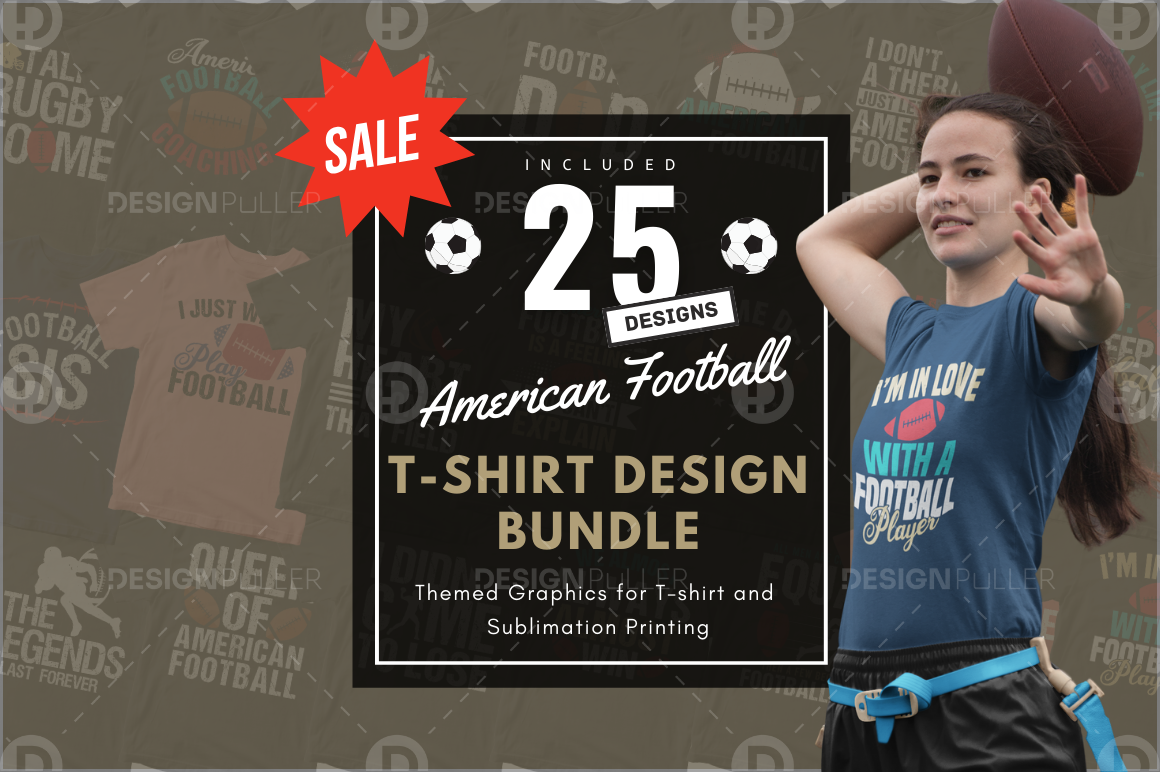 25 Editable American Football T-Shirt Design Bundle