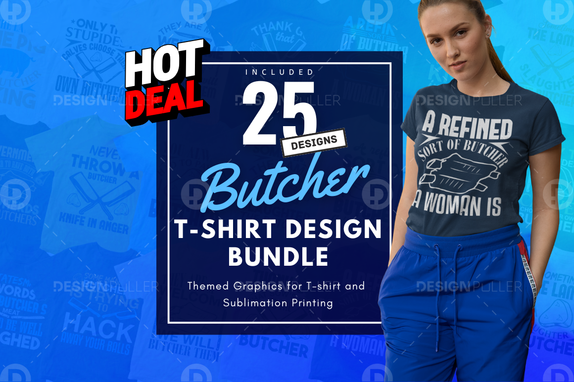 25 Editable Butcher T-Shirt Design Bundle