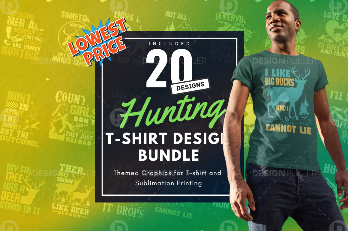 20 Editable Hunting T-Shirt Designs Bundle