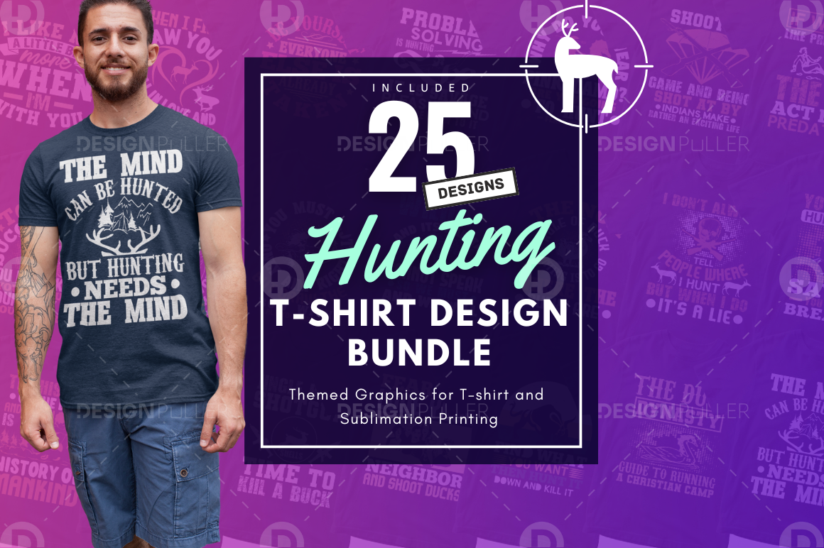 25 Editable Hunting T-Shirt Designs Bundle