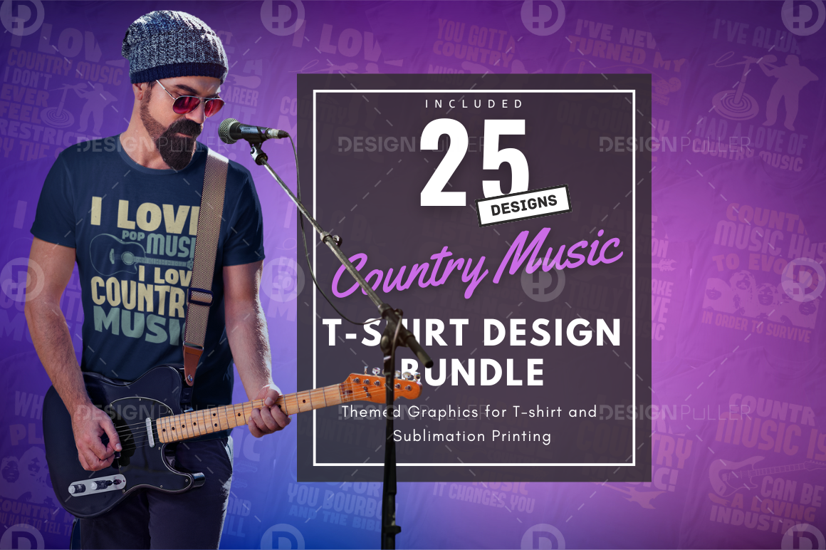 25 Editable Country Music T-Shirt Designs Bundle -Vol:2