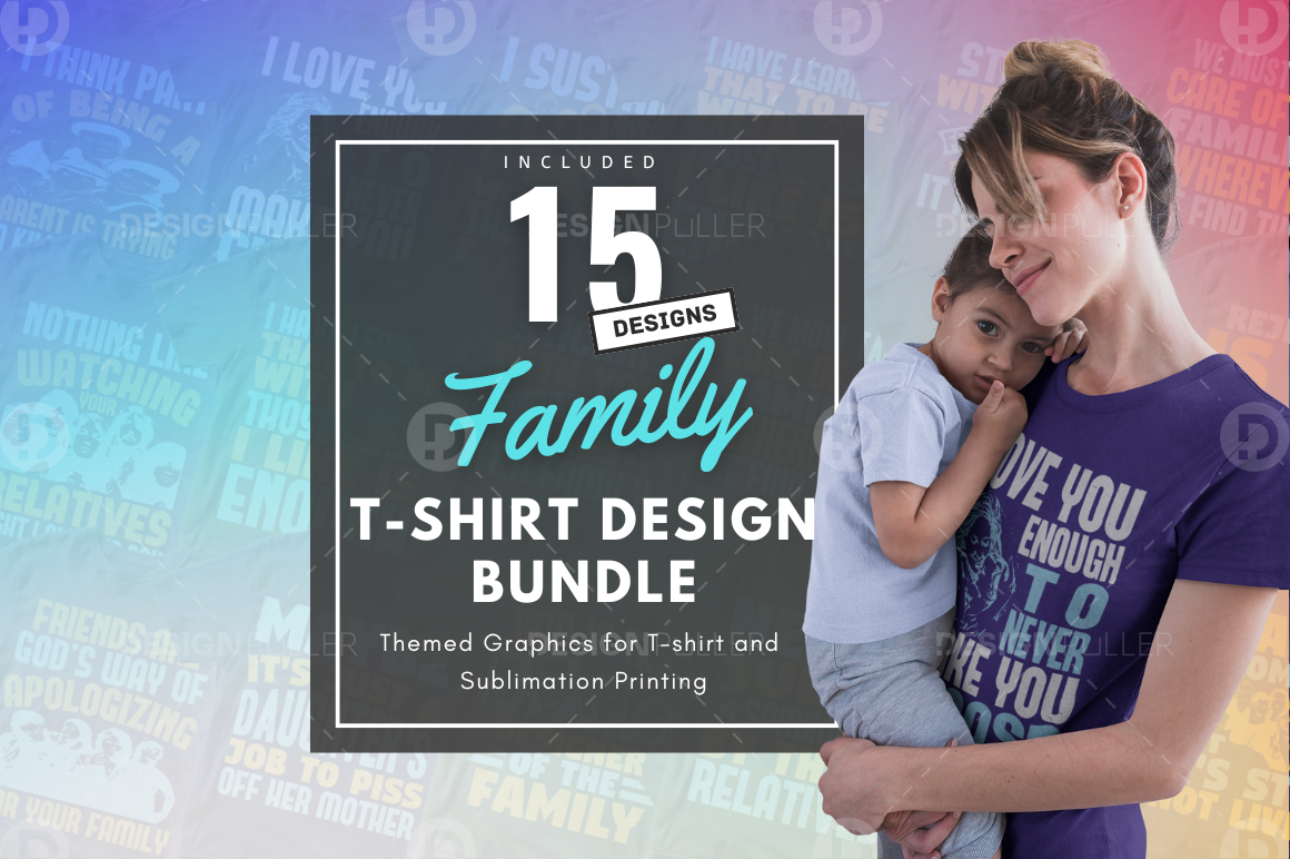 15 Editable Family T-Shirt Designs Bundle