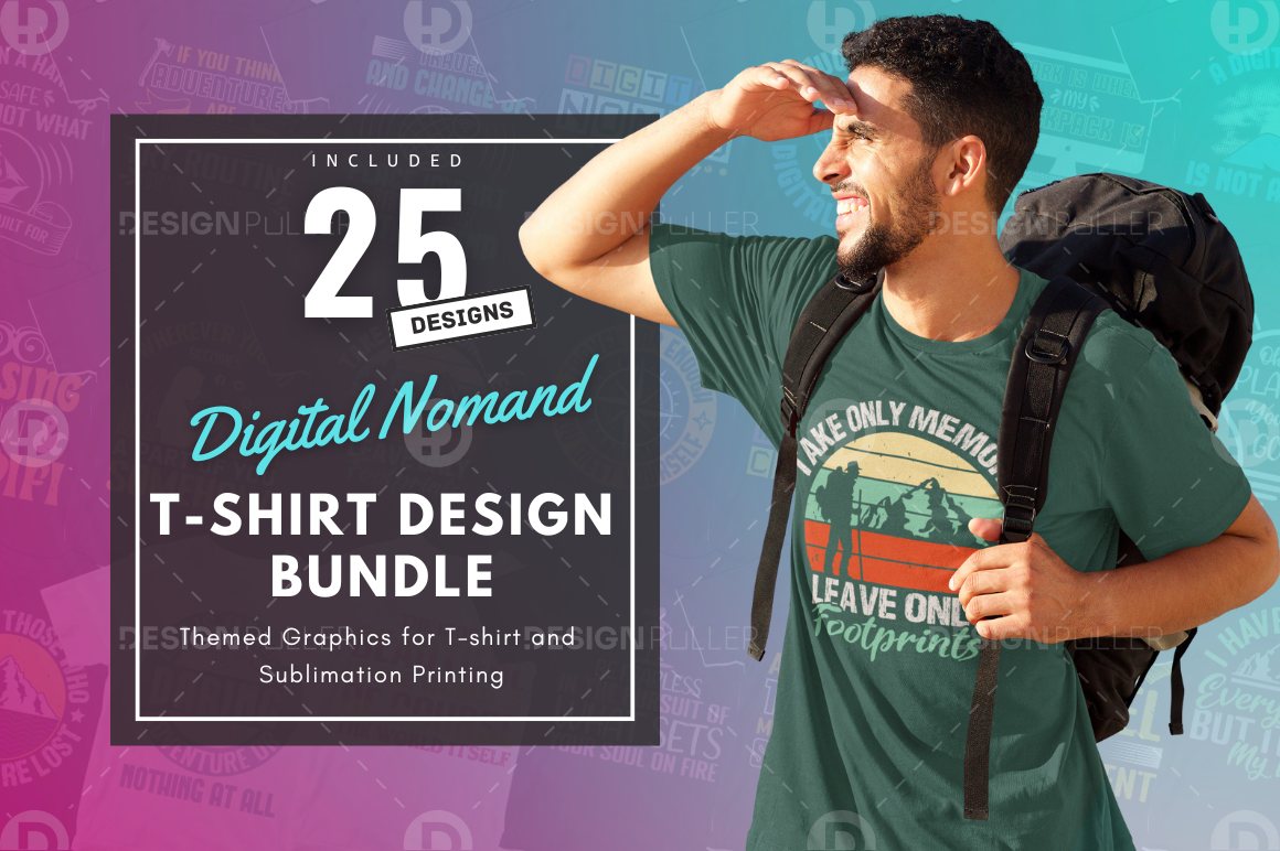 25 Editable Digital Nomand T-Shirt Designs Bundle-Vol:2