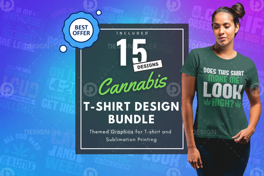 15 Editable Cannabis T-Shirt Designs Bundle