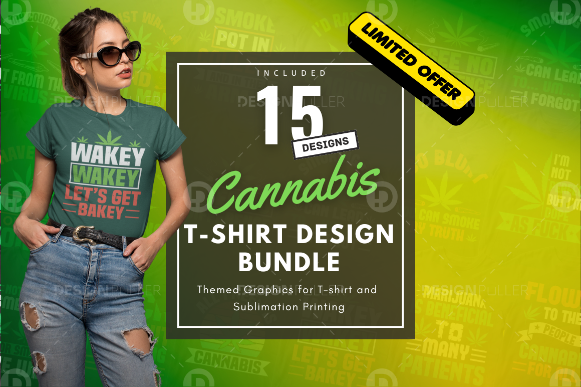 15 Editable Cannabis T-Shirt Designs Bundle -Vol:2