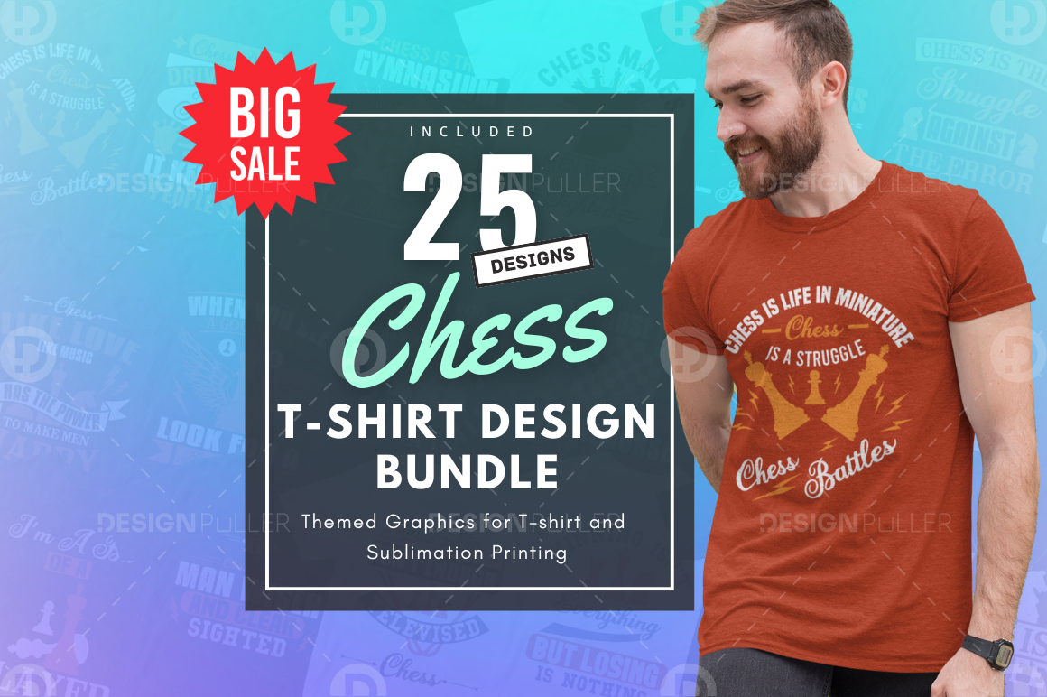 25 Editable Chess T-Shirt Designs Bundle