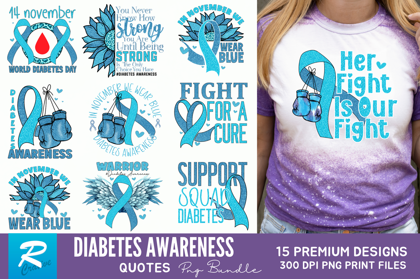 Diabetes Awareness Sublimation Design Bundle