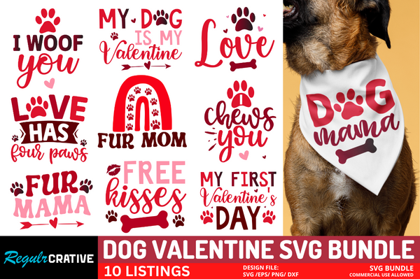 Dog Bandana Valentine's Day SVG Bundle