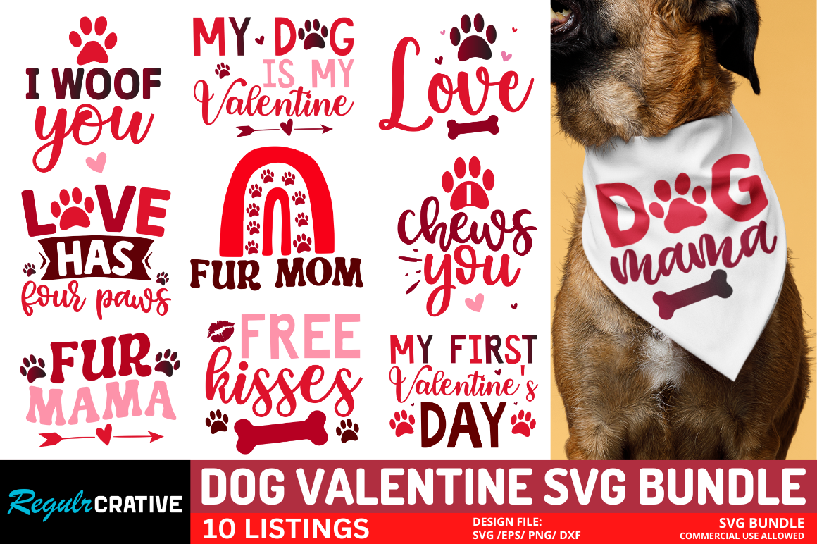 Dog Bandana Valentine's Day SVG Bundle