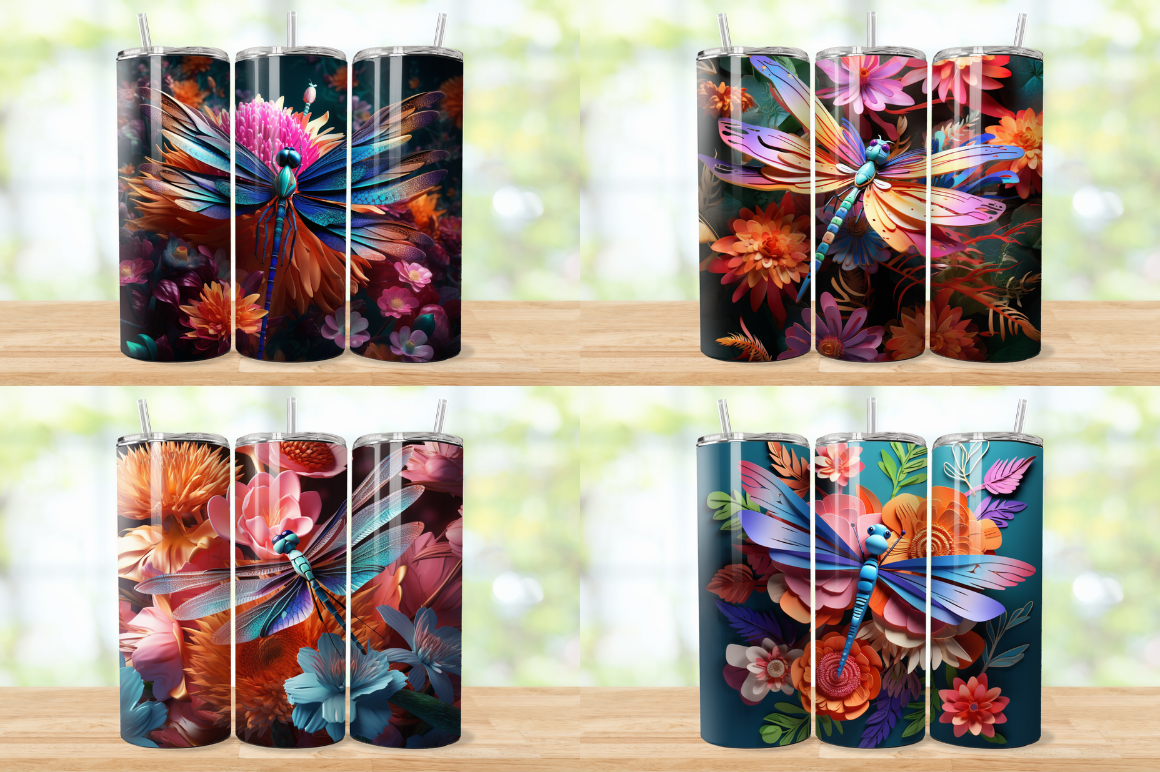 3D Dragonfly Tumbler Wrap Bundle