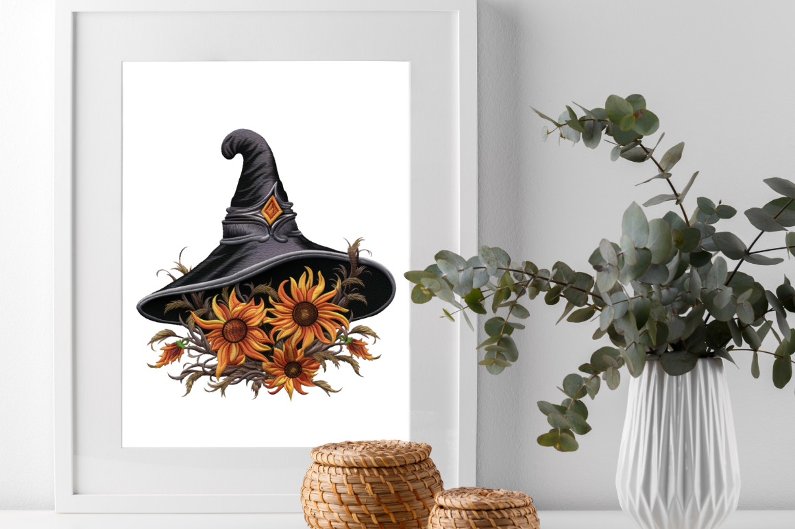 Embroidery Witch Hat Clipart Bundle