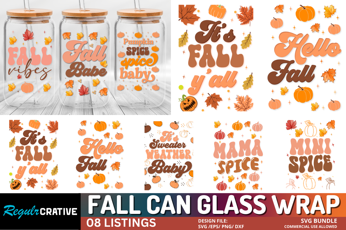 Fall Can Glass Svg Bundle