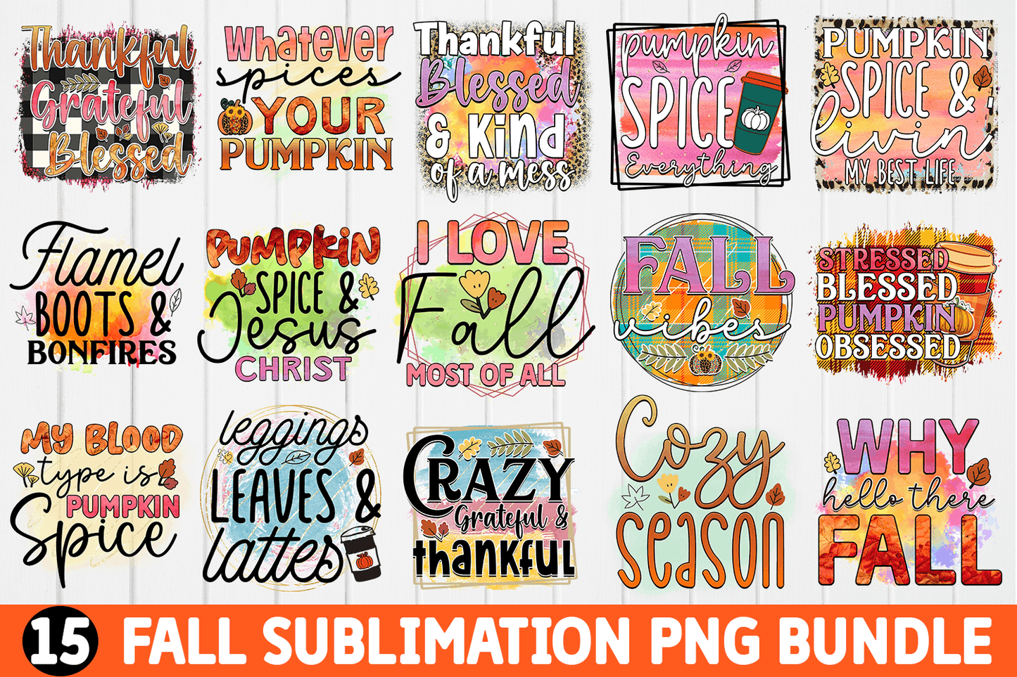 Fall Pumpkin Sublimation Png Design Bundle