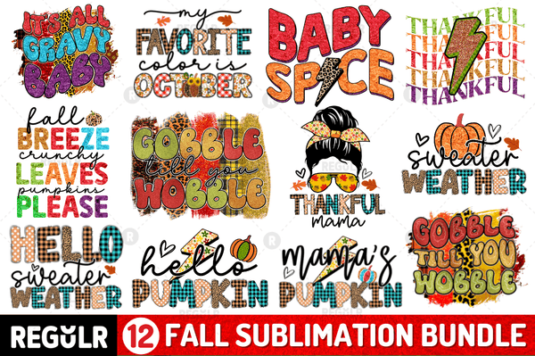 Autumn Fall Sublimation PNG Designs Bundle