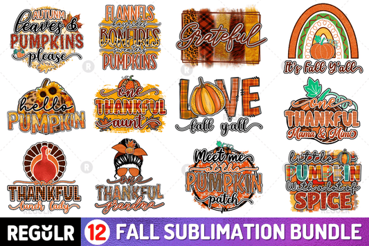 Pumpkin Fall Quotes Sublimation Bundle