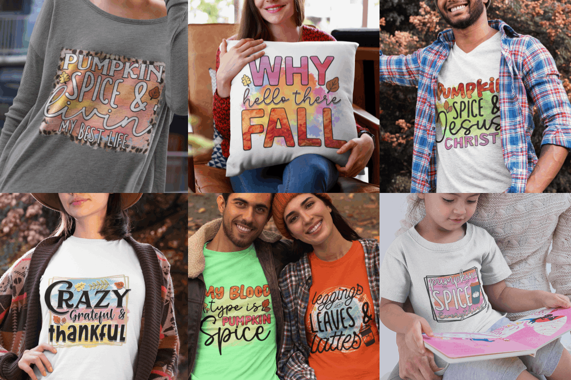 Fall Pumpkin Sublimation Png Design Bundle