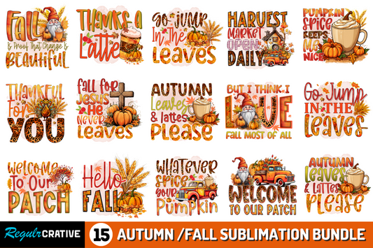 Fall Quotes Sublimation PNG Designs Bundle