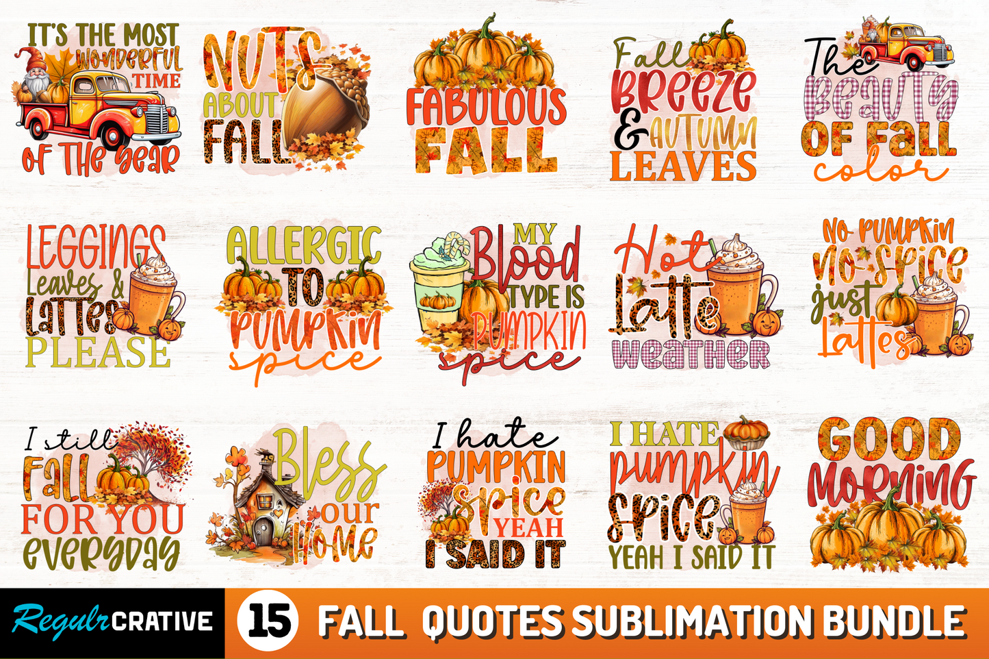 Autumn/Fall Sublimation Design PNG Bundle