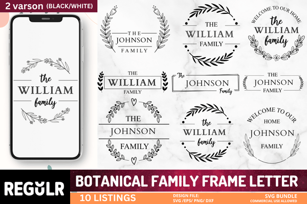 Botanical Family Frame  SVG Bundle