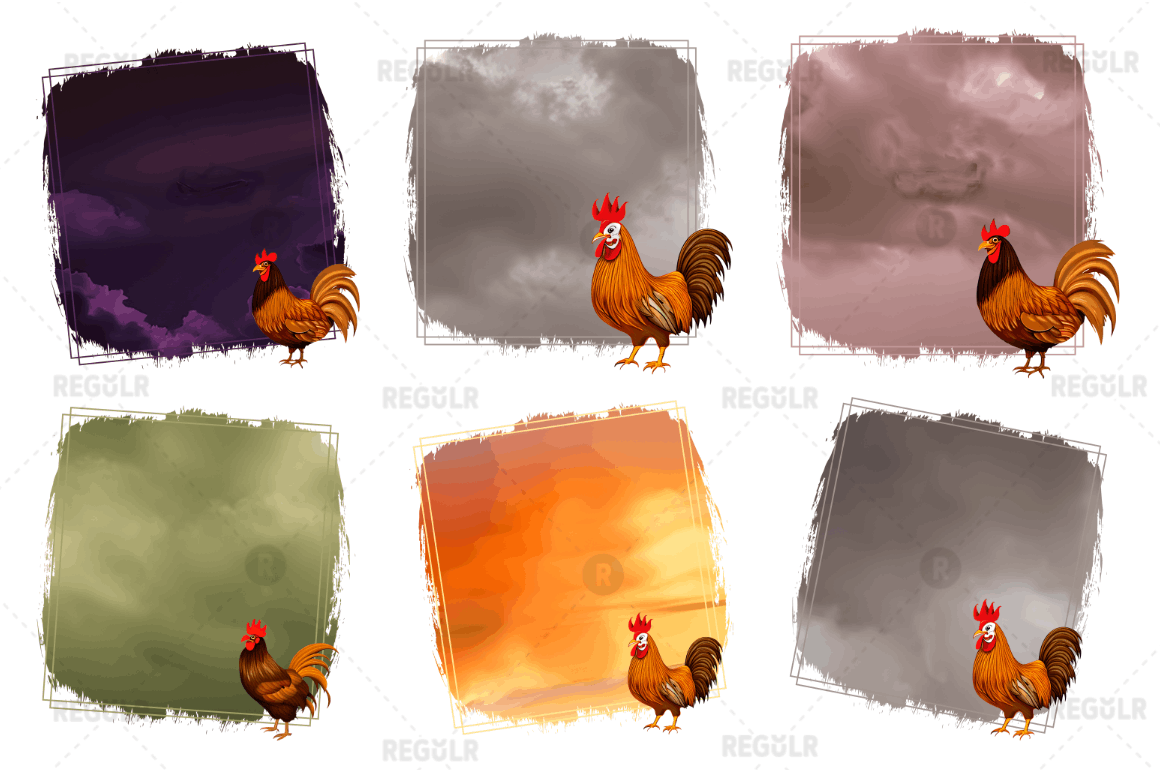 Watercolor  Farm Chickens Sublimation Background Bundle