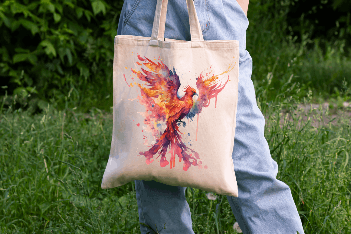 Watercolor  Fire Phoenix Clipart Bundle