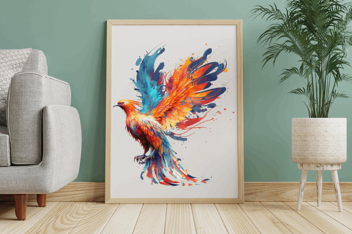 Watercolor  Fire Phoenix Clipart Bundle