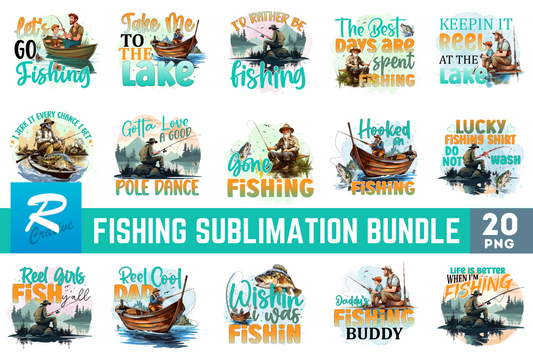 Fishing Sublimation PNG Design Bundle