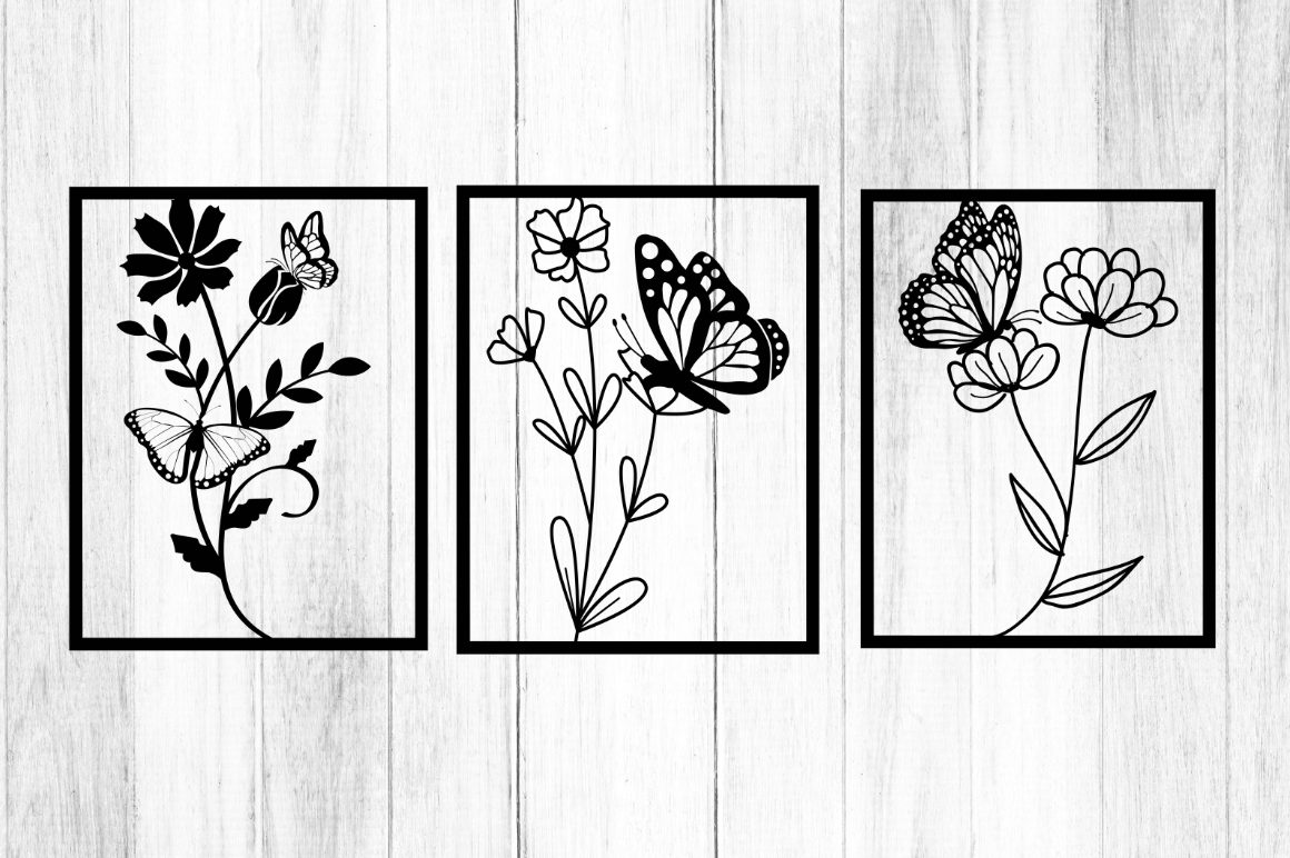 Floral Butterfly Wall Decor SVG Bundle