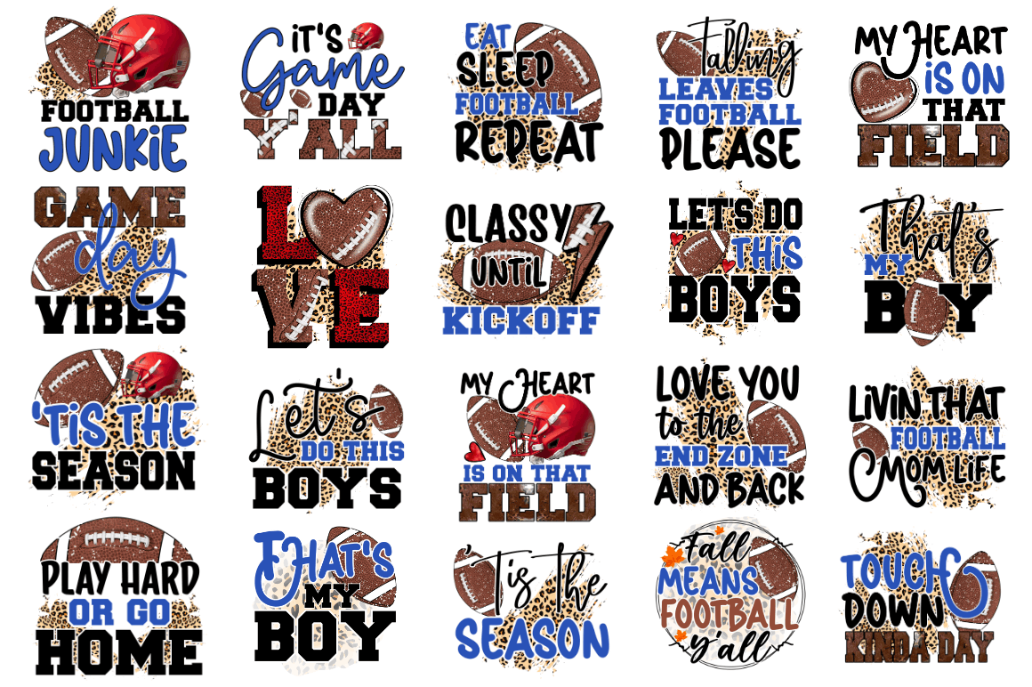 Football Sayings Quotes Sublimation Bundle