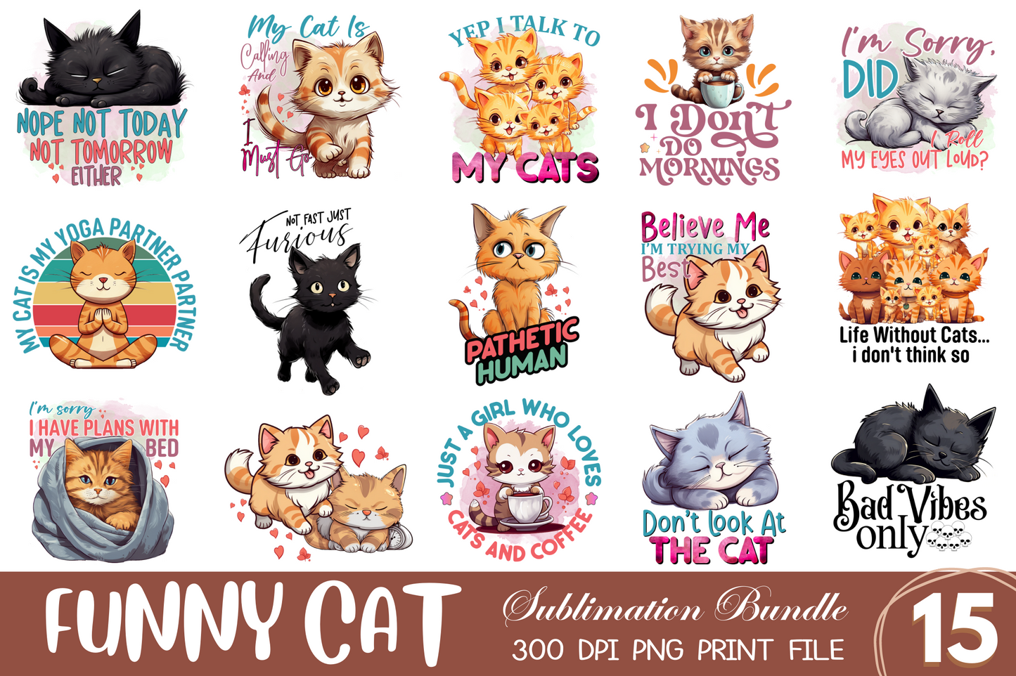 Funny Cat Sublimation Bundle