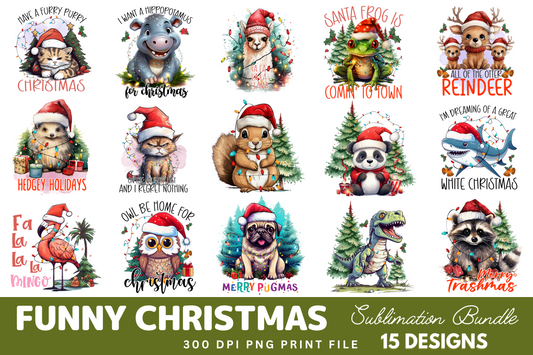 Funny Christmas Sublimation PNG Design Bundle