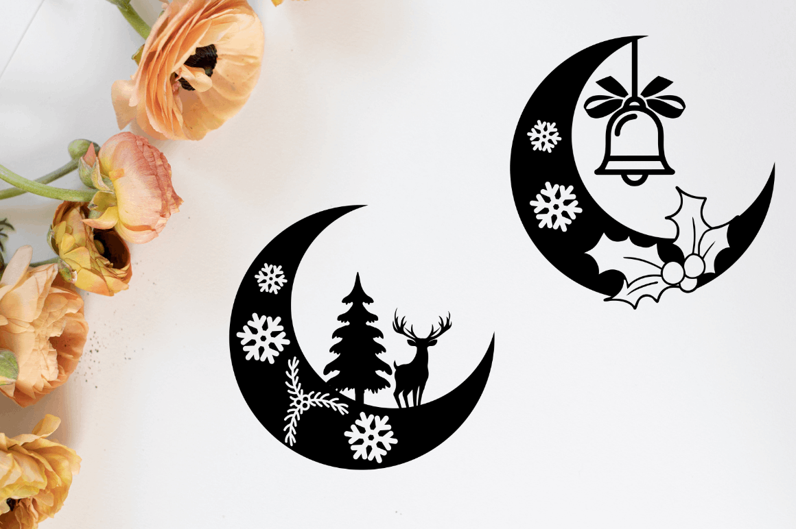 Laser Cut Christmas Moon SVG Bundle