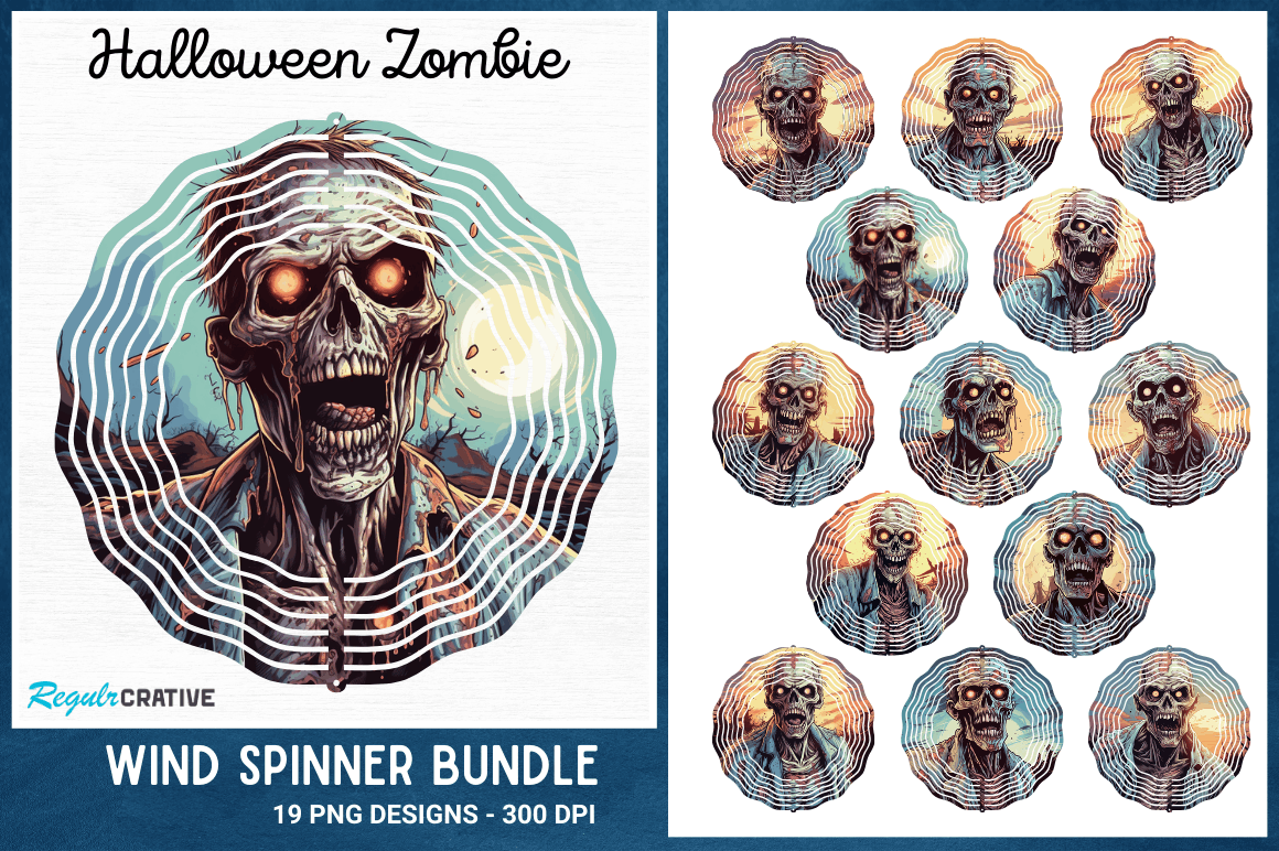 Halloween Zombie Wind Spinner PNG Bundle