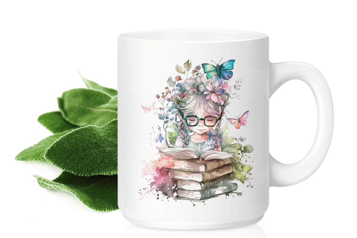 Watercolor Cute Bookworm Fairy Clipart Bundle