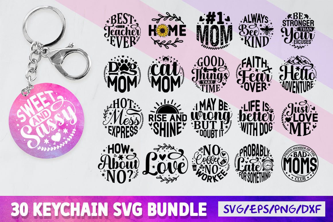 Keychain Svg Designs Bundle