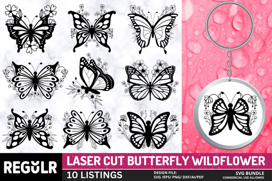 Laser Cut Butterfly Wildflower Bundle