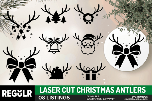 Laser Cut Christmas Antlers SVG Bundle