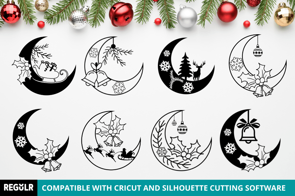 Laser Cut Christmas Moon SVG Bundle