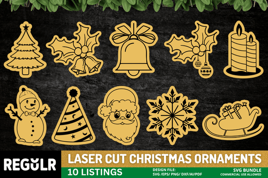 Laser Cut Christmas Ornaments SVG Bundle