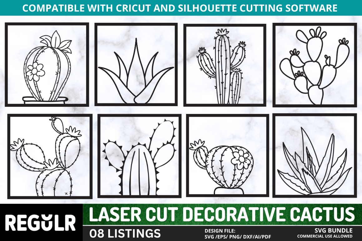 Laser Cut Decorative Cactus SVG Bundle