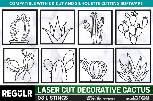 Laser Cut Decorative Cactus SVG Bundle