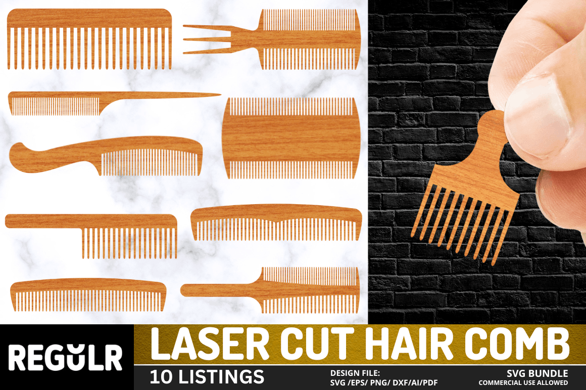 Laser Cut Hair Comb SVG Bundle