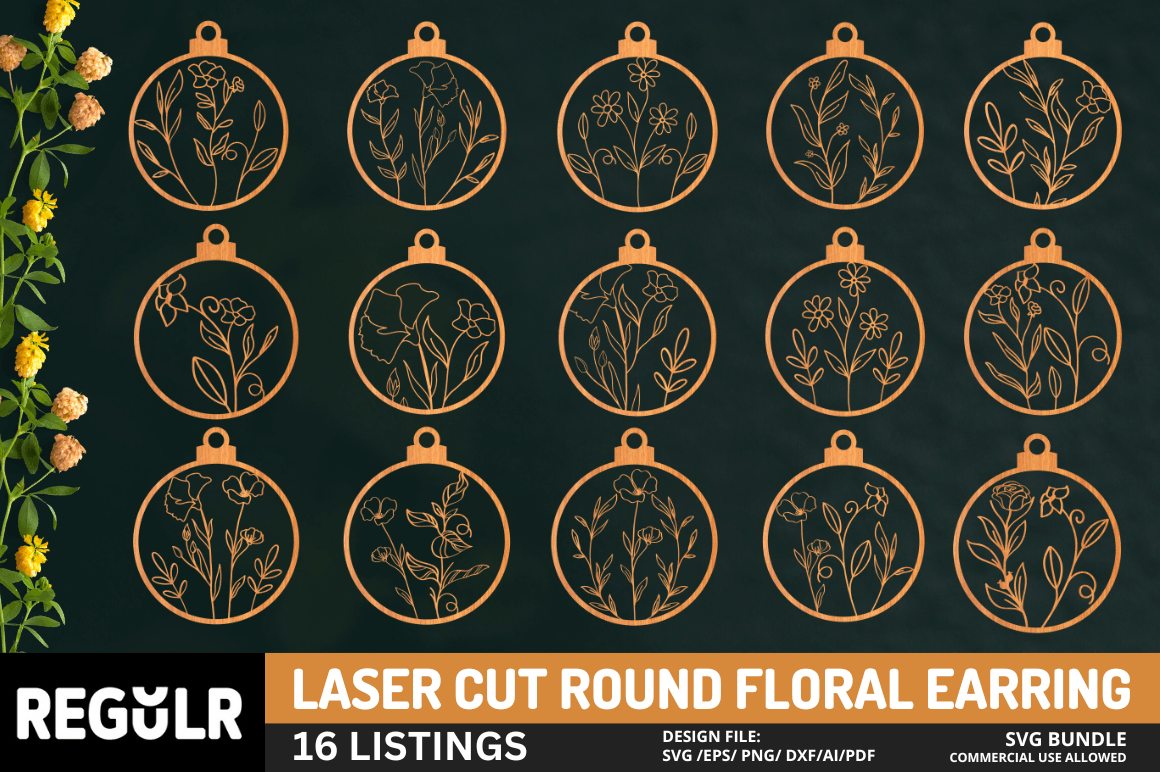 Laser Cut Round Floral Earring Bundle